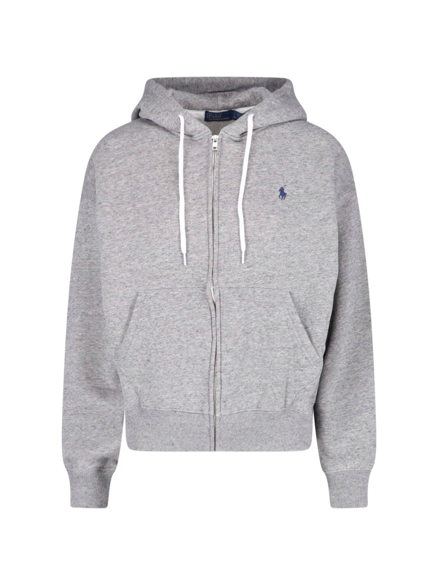 Polo Ralph Lauren Cotton-blend fleece hoodie in gray