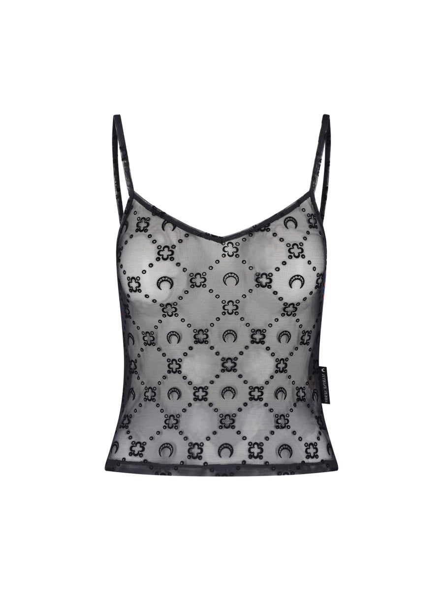 Marine Serre Cjer 86% Polyamide tank top in black