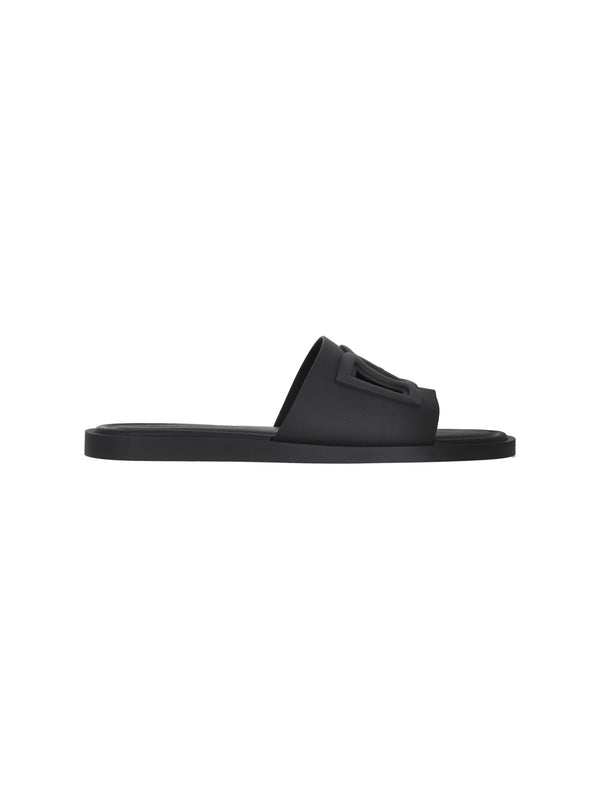 Dolce & Gabbana 100% rubber slide sandal in black