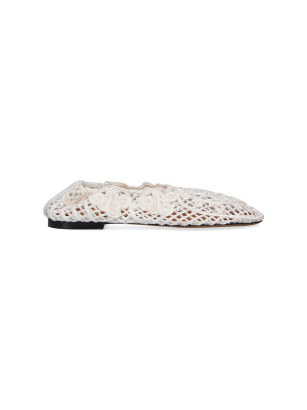 Odissi Linen openwork lace upper flat in white