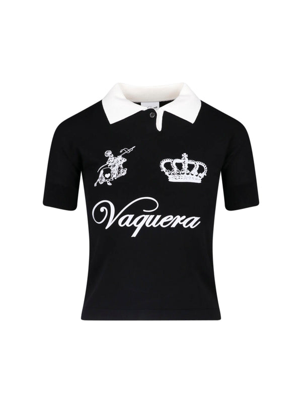 Vaquera 83% Viscose polo in black