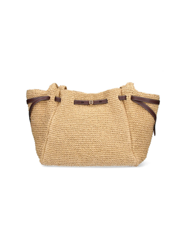 Tory Burch 100% Paper Straw shoulder bag in beige