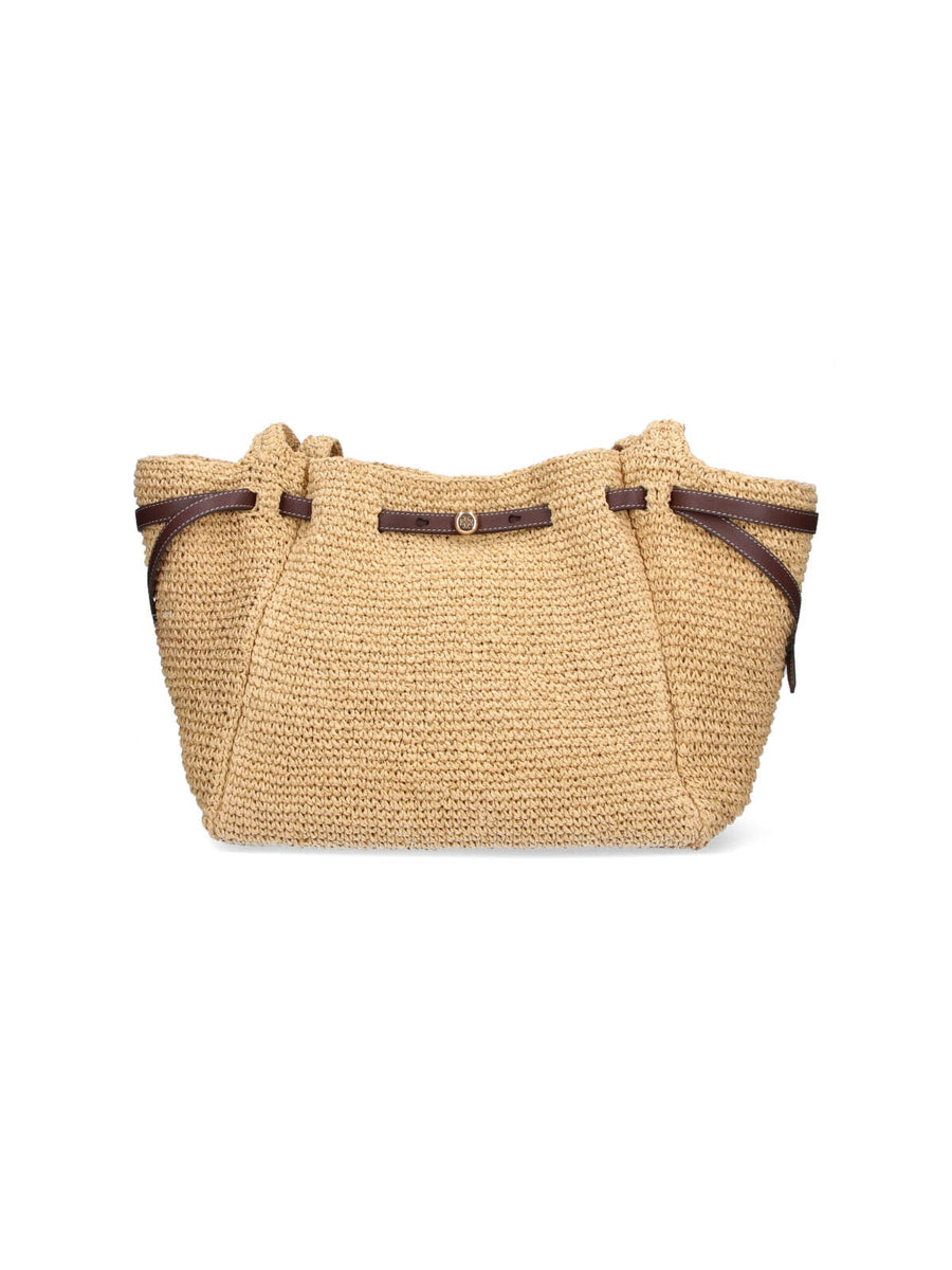 Tory Burch 100% Paper Straw shoulder bag in beige