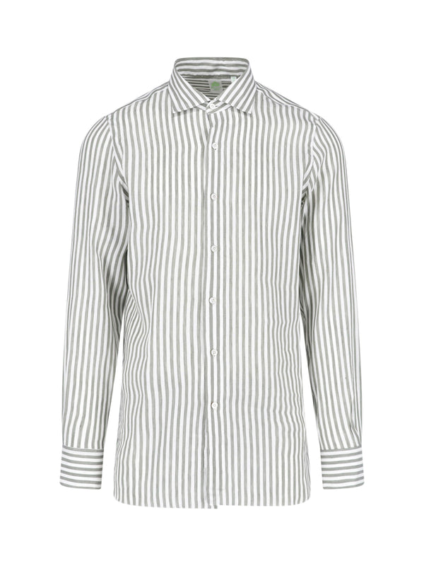 Finamore Gaeta 66% Linen shirt in green