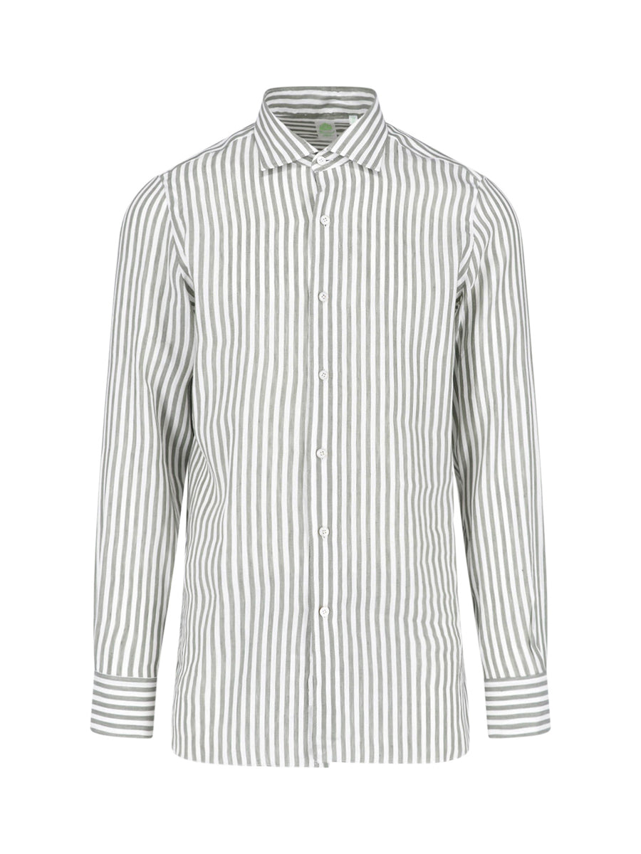 Finamore Gaeta 66% Linen shirt in green