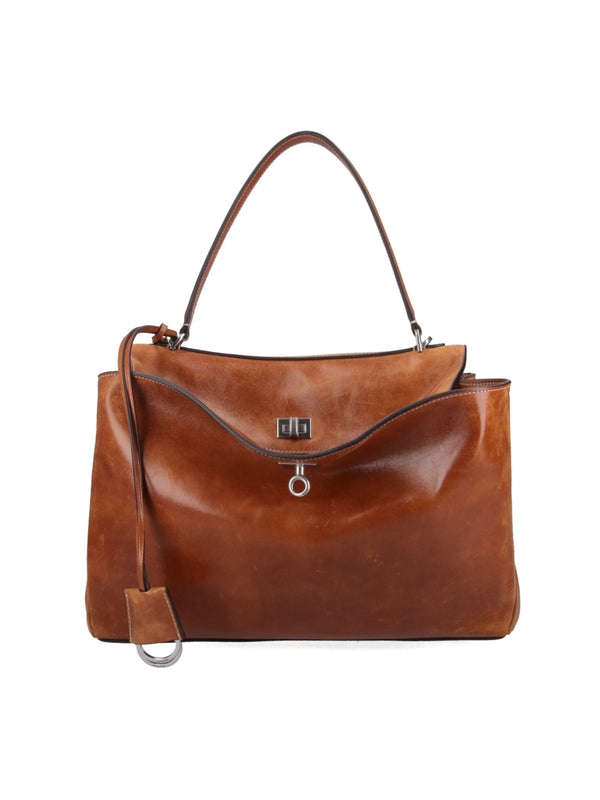 Balenciaga 100% Lamb Leather top handle bag in brown