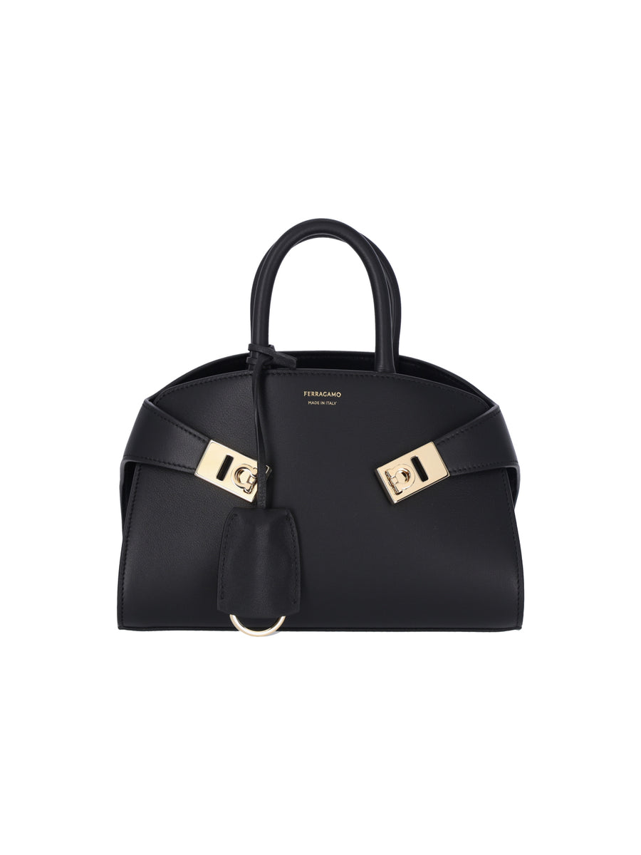 Ferragamo 100% calf leather top handle bag in black