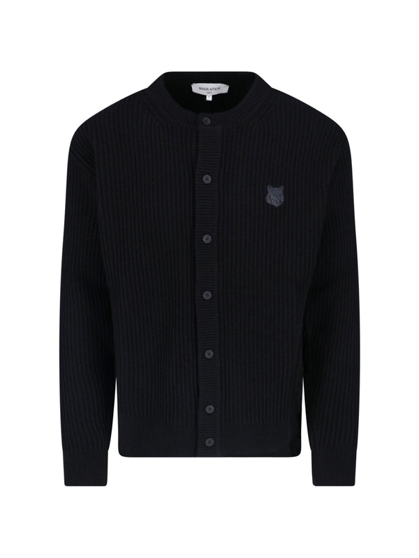 Maison Kitsune' 100% Merino Wool cardigan in black