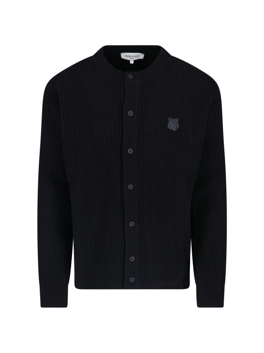 Maison Kitsune' 100% Merino Wool cardigan in black