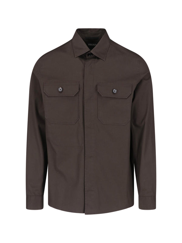 Zegna 96% Cotton shirt in brown