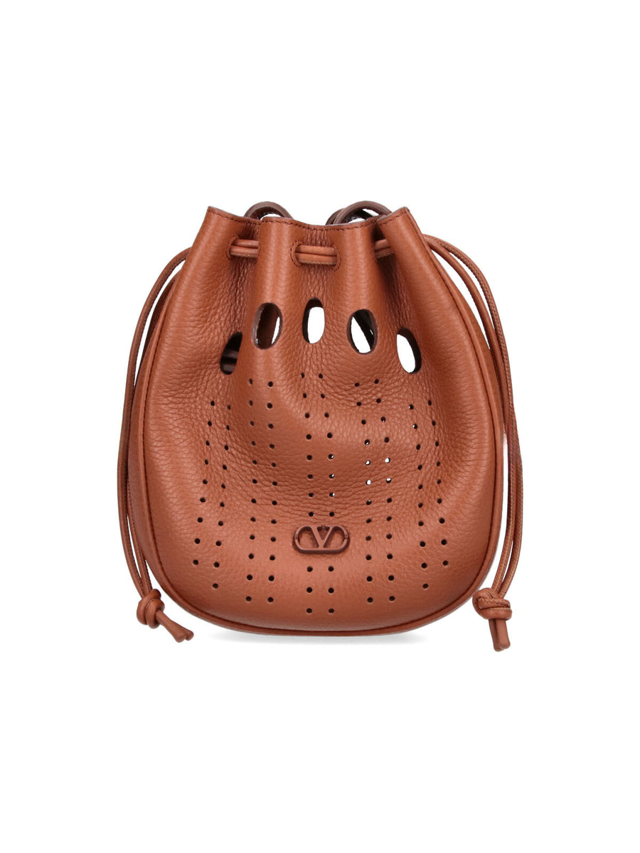 Valentino Garavani 100% calf leather bucket bag in brown