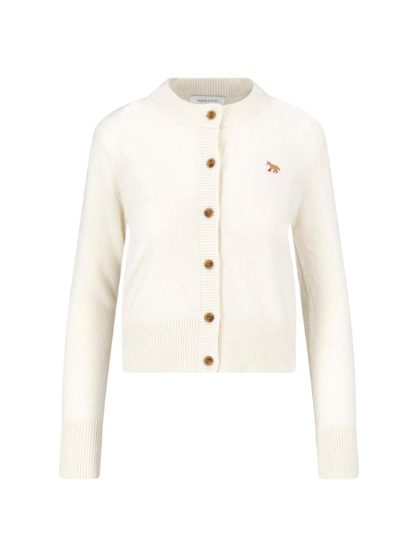 Maison Kitsune' 100% Wool cardigan in white