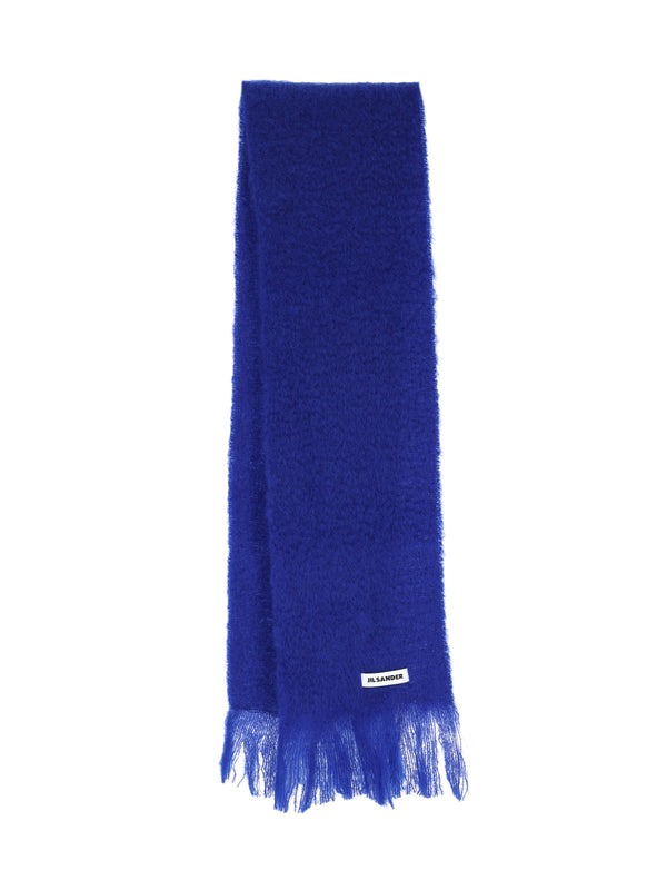 Jil Sander 73% Mohair scarf in blue