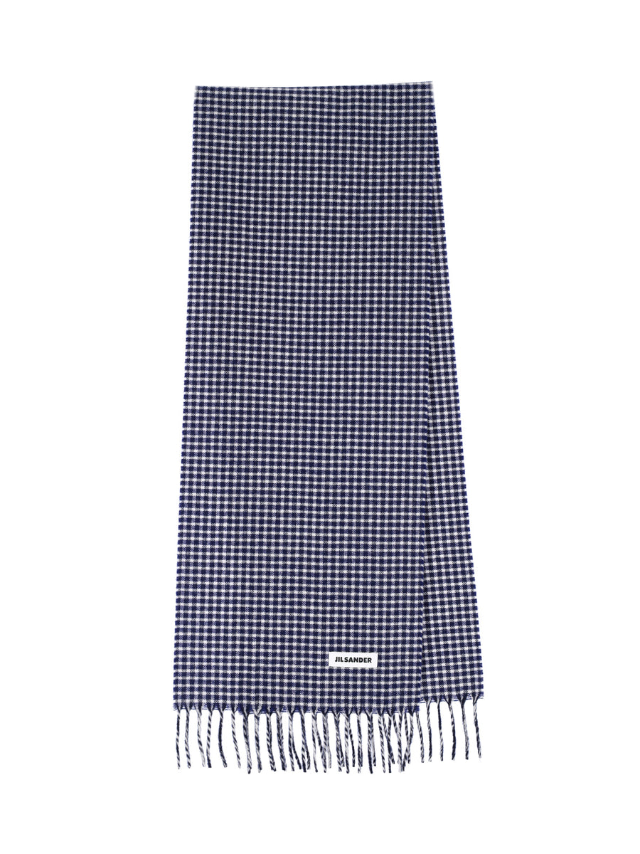 Jil Sander 100% virgin wool scarf in navy