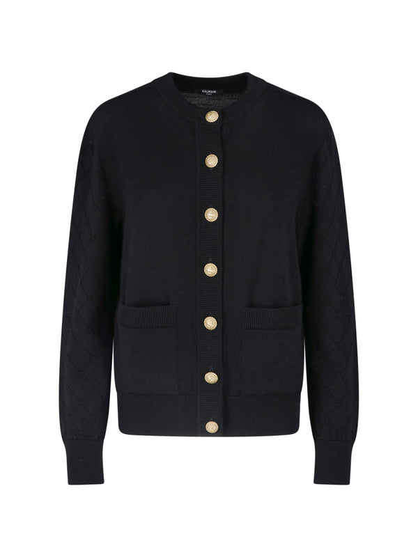 Balmain 100% virgin wool cardigan in black