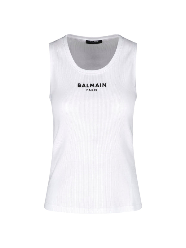 Balmain 100% Cotton tank top in white