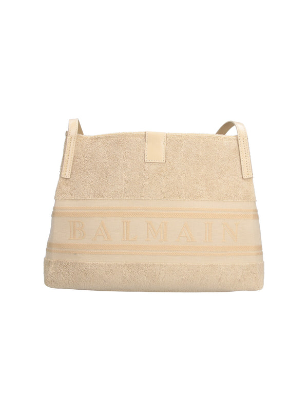 Balmain 100% Cotton shoulder bag in beige