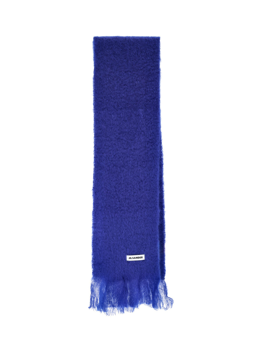 Jil Sander 73% Mohair scarf in blue