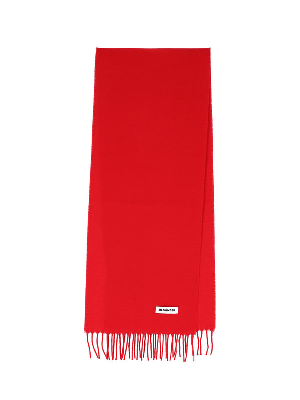 Jil Sander 100% virgin wool scarf in red