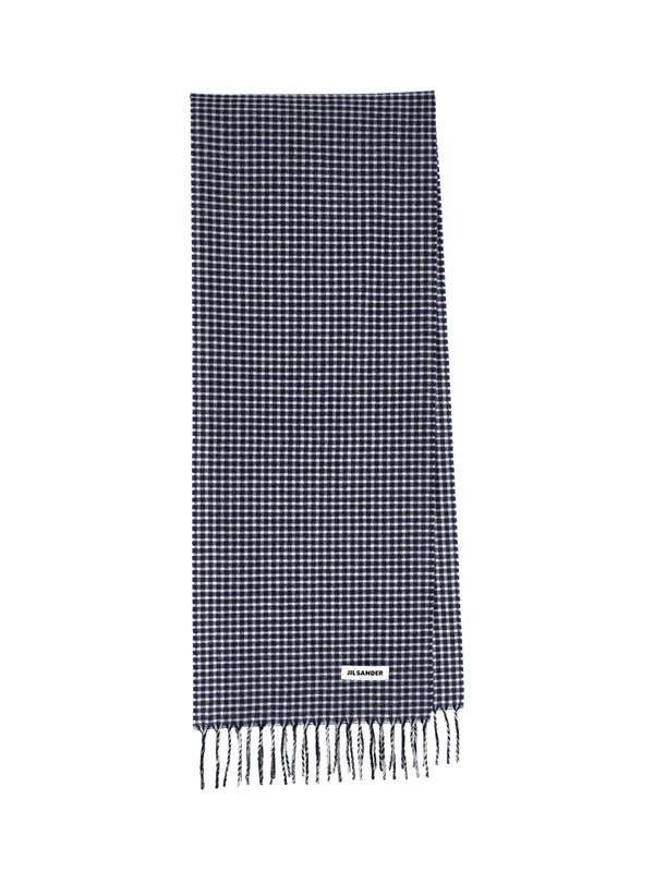 Jil Sander 100% virgin wool scarf in navy