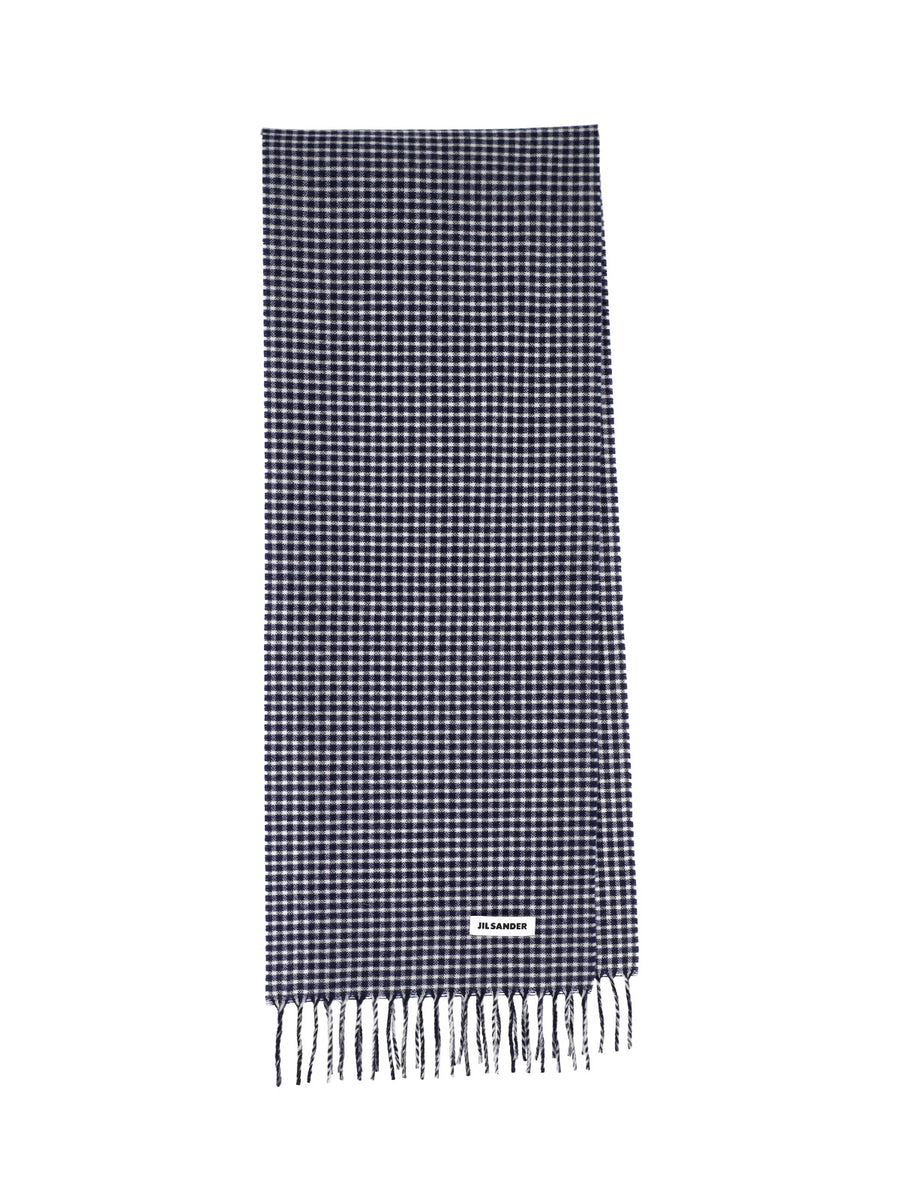 Jil Sander 100% virgin wool scarf in navy