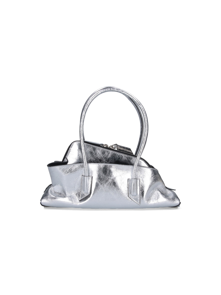 The Attico Metallic leather shoulder bag in silver