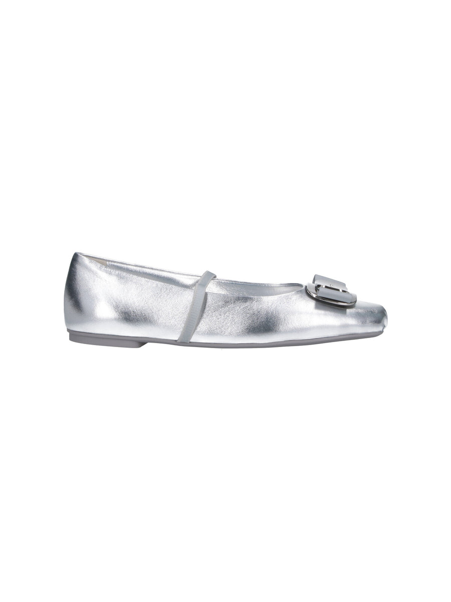 Ferragamo Leather flat in silver