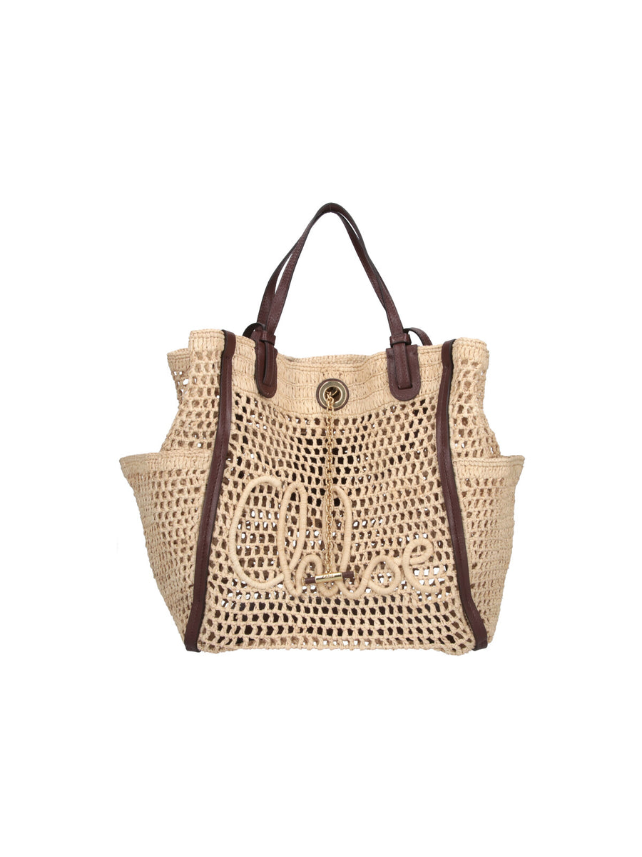 Chloè 100% Raphia tote bag in beige