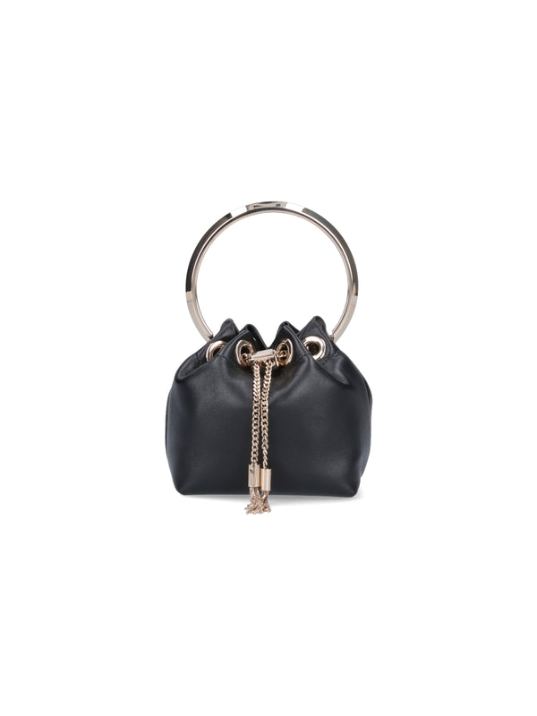 Jimmy Choo Outer: 75% Lamb Leather bucket bag in black