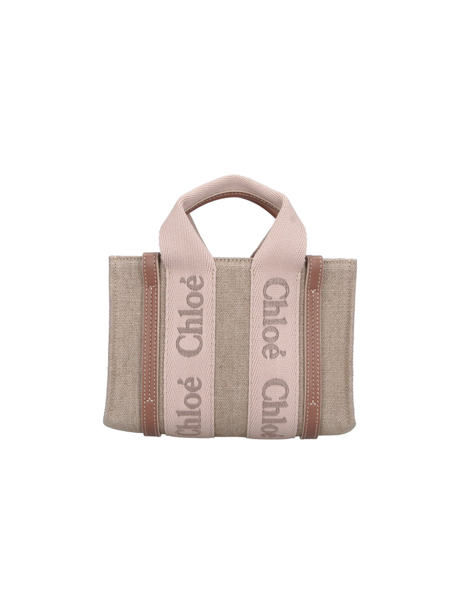 Chloè 100% Linen top handle bag in beige