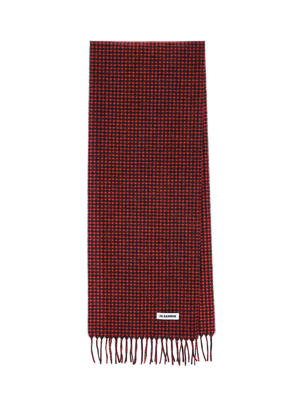 Jil Sander 100% Virgin Wool scarf in red