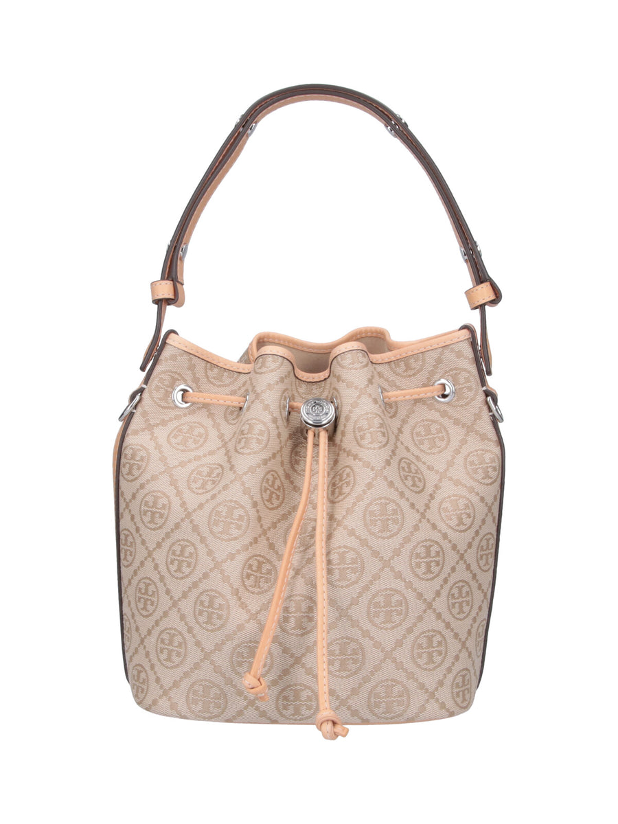 Tory Burch 56% Cotton bucket bag in beige