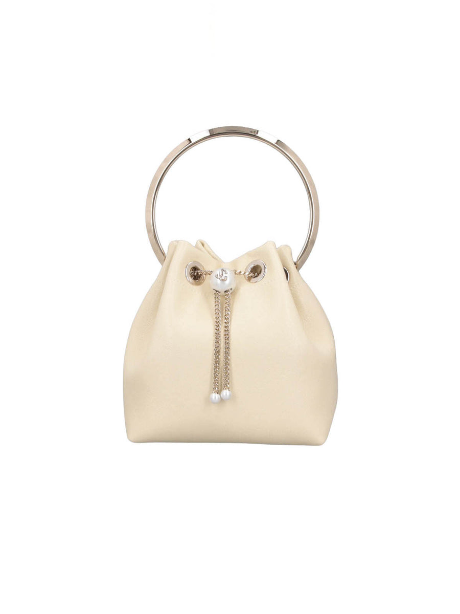 Jimmy Choo Outer: 57% Sheep Leather bucket bag in cream