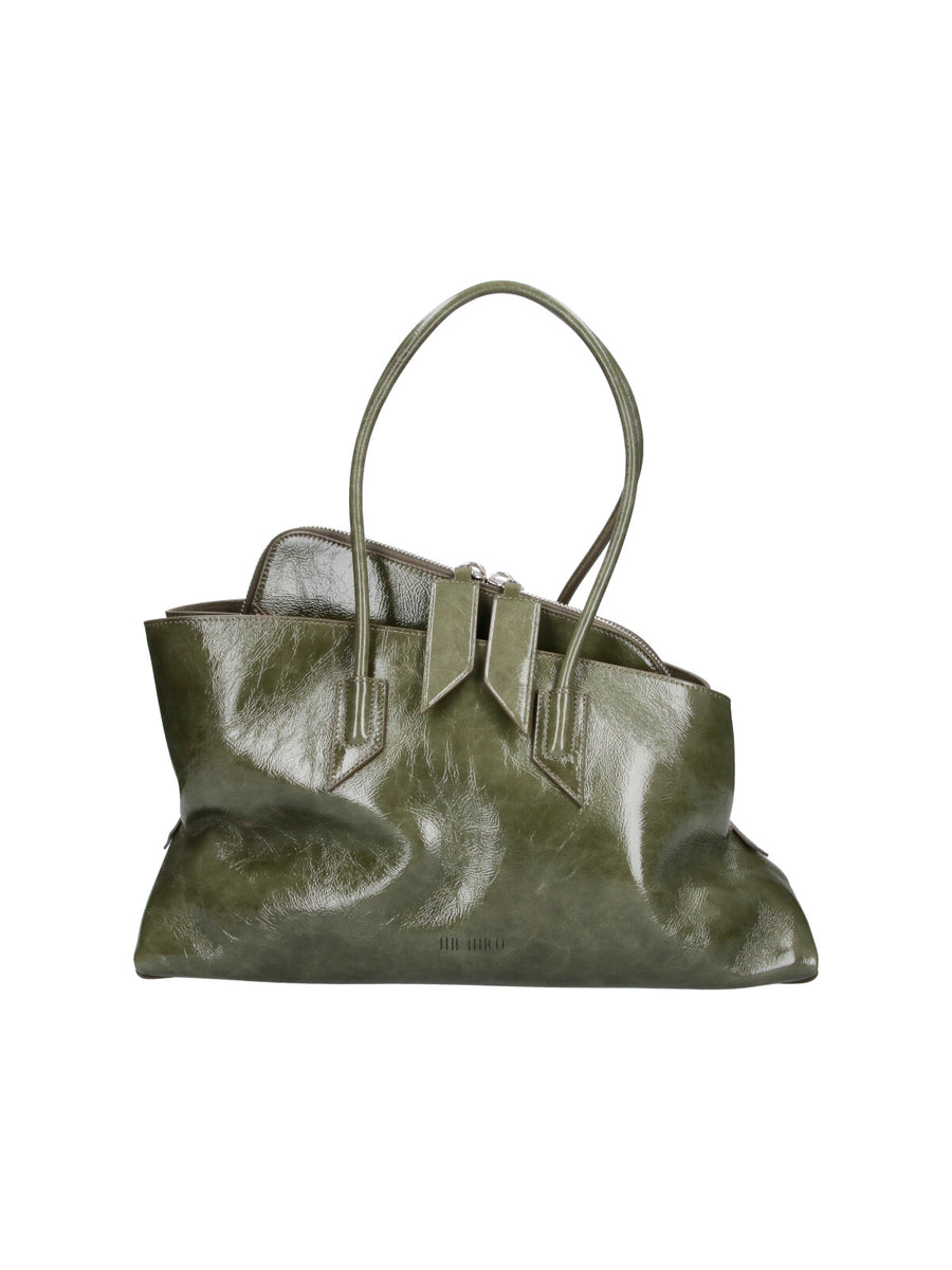 The Attico Patent leather shoulder bag in green