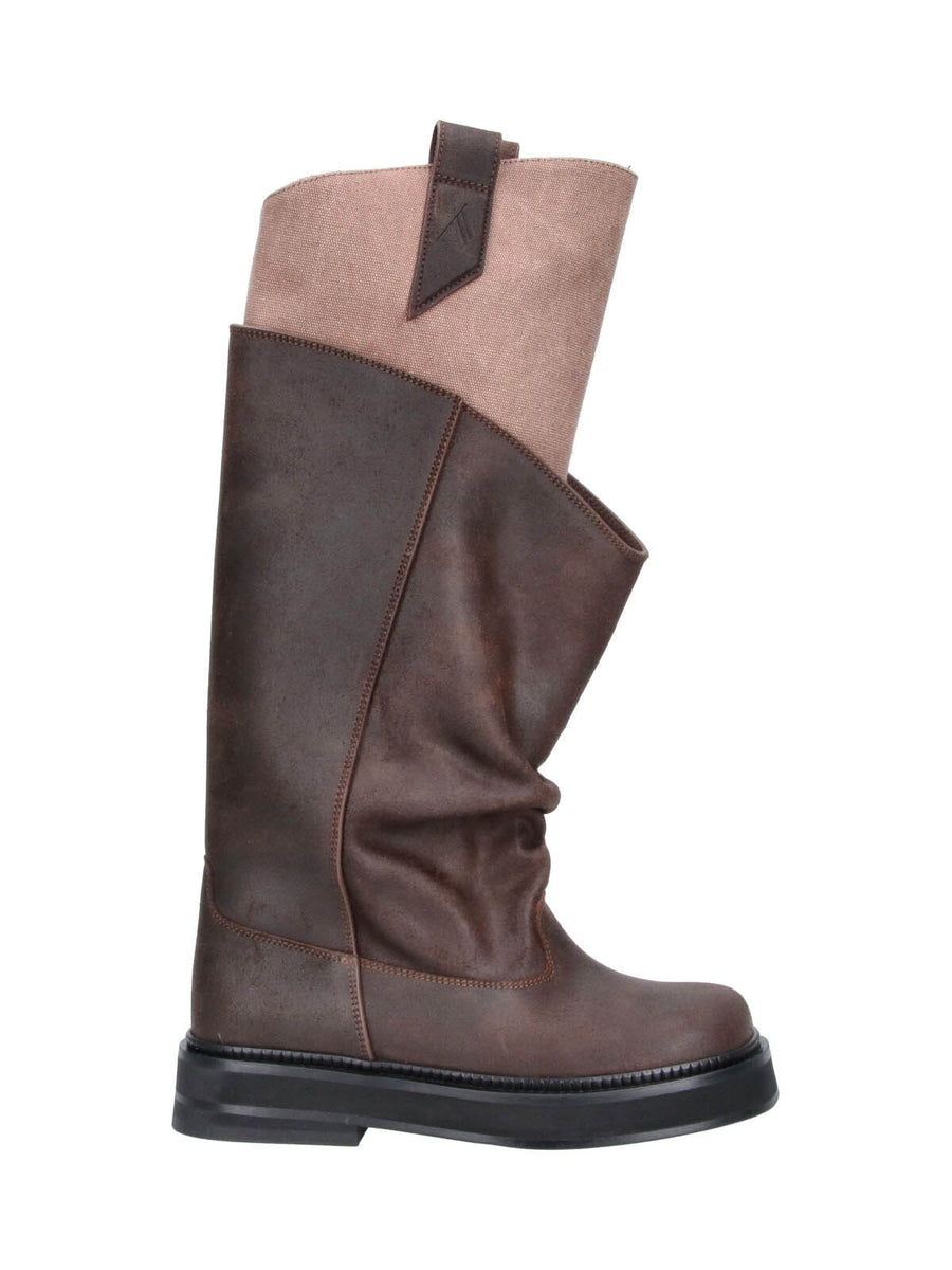 The Attico Suede and nubuck boot in brown