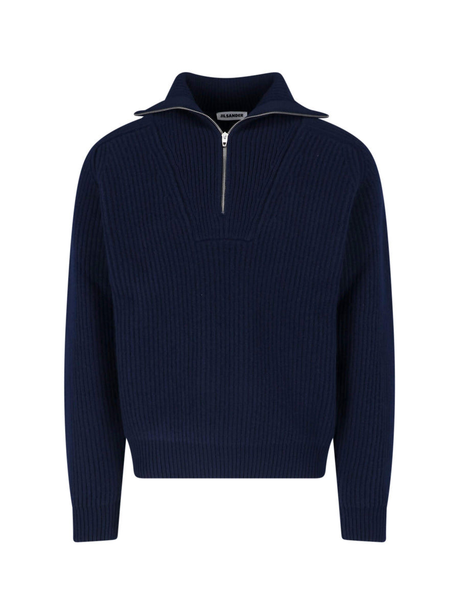 Jil Sander 100% Wool sweater in navy