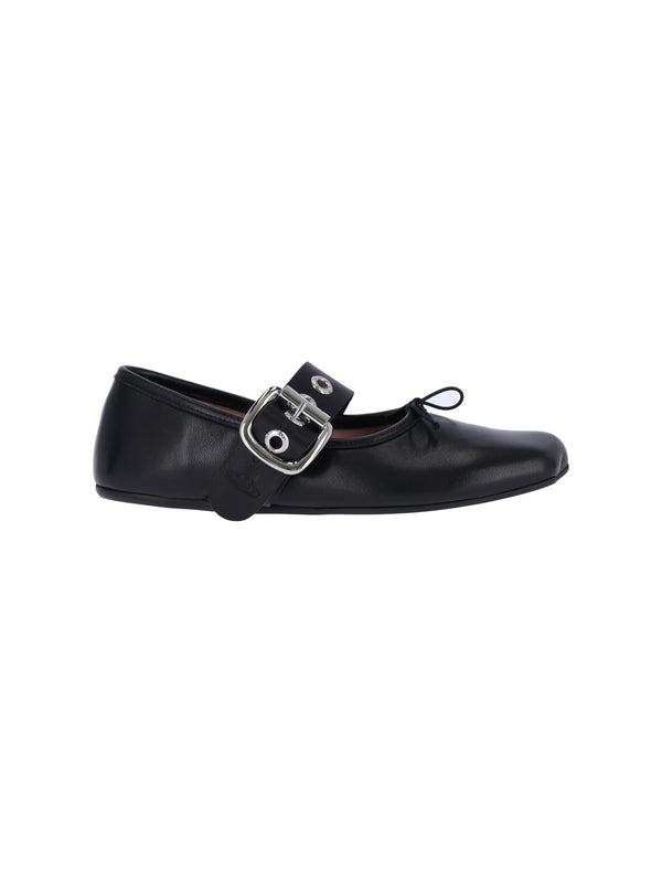 Vivienne Westwood 100% Lamb Leather flat in black