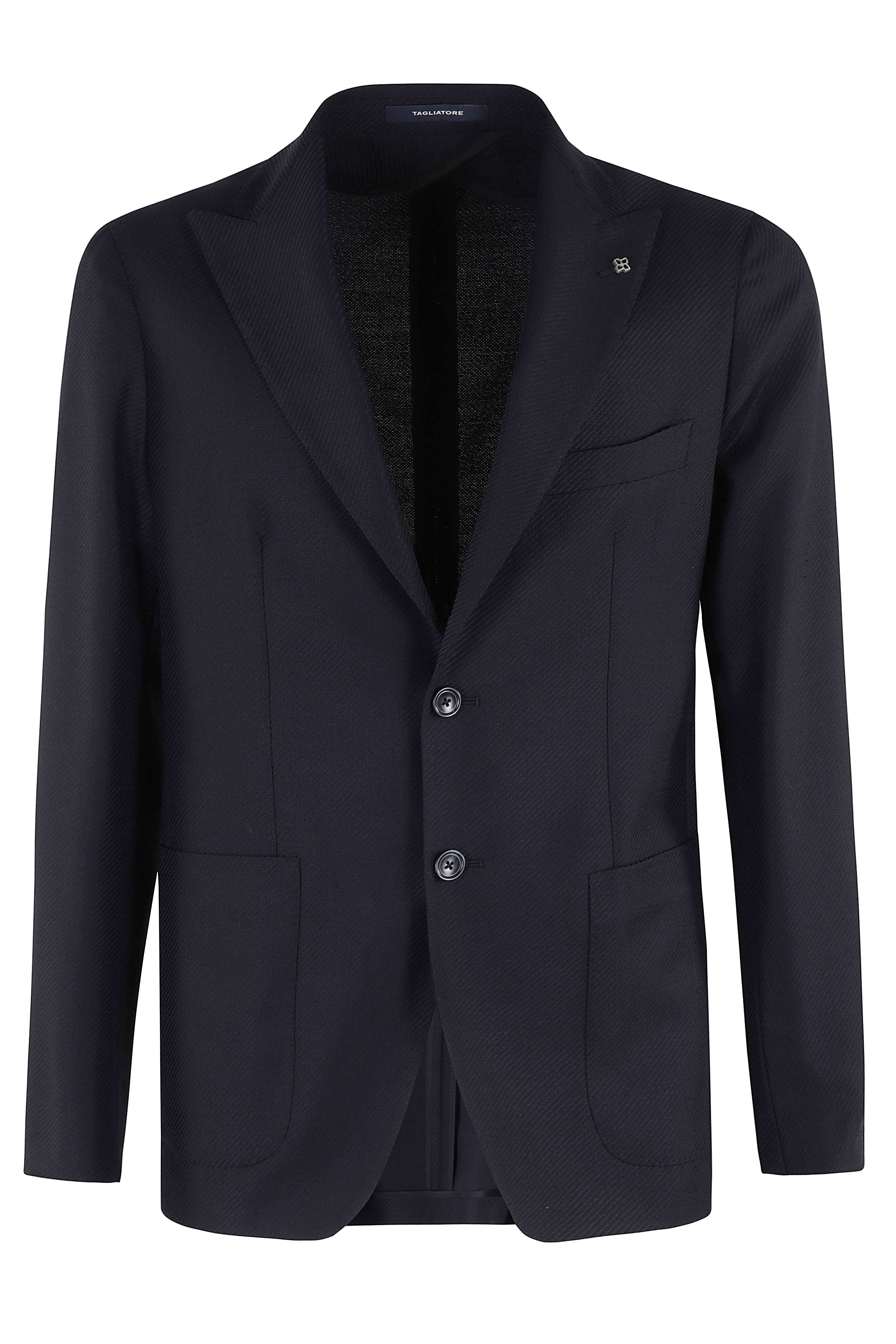 Giacca 1 Petto Rever A Lancia Lana Diagonale Blue