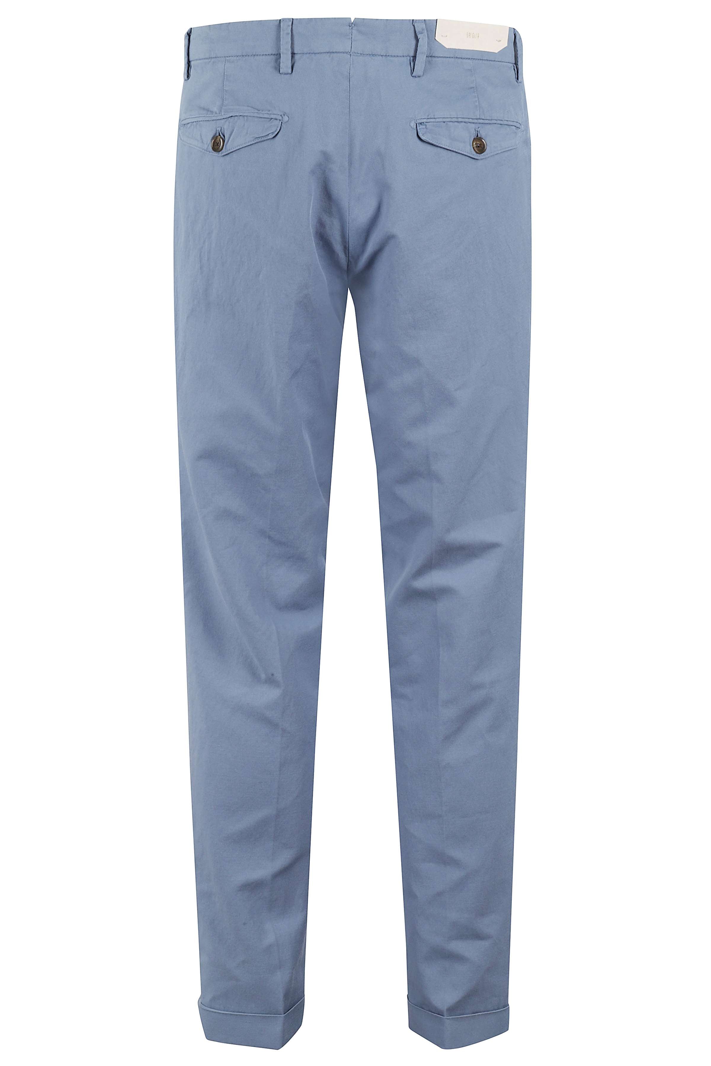 Pant Doppia Pinces Cotone Lino Blue Elastan Pantaloni