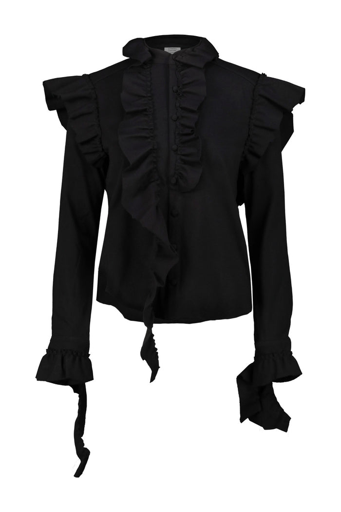 Deconstructured Jersey Blouse Black Cotton Camicia