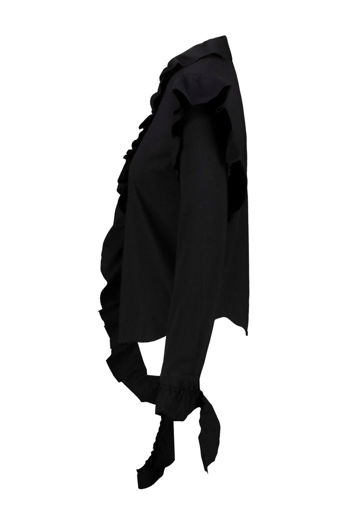 Deconstructured Jersey Blouse Black Cotton Camicia