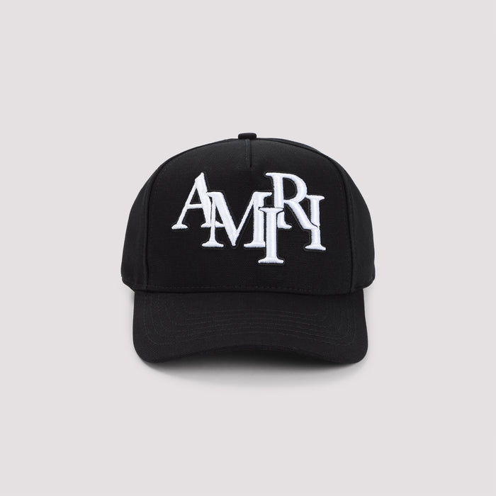 Staggered Canvas Hat Black Cotton