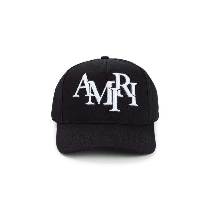Staggered Canvas Hat Black Cotton