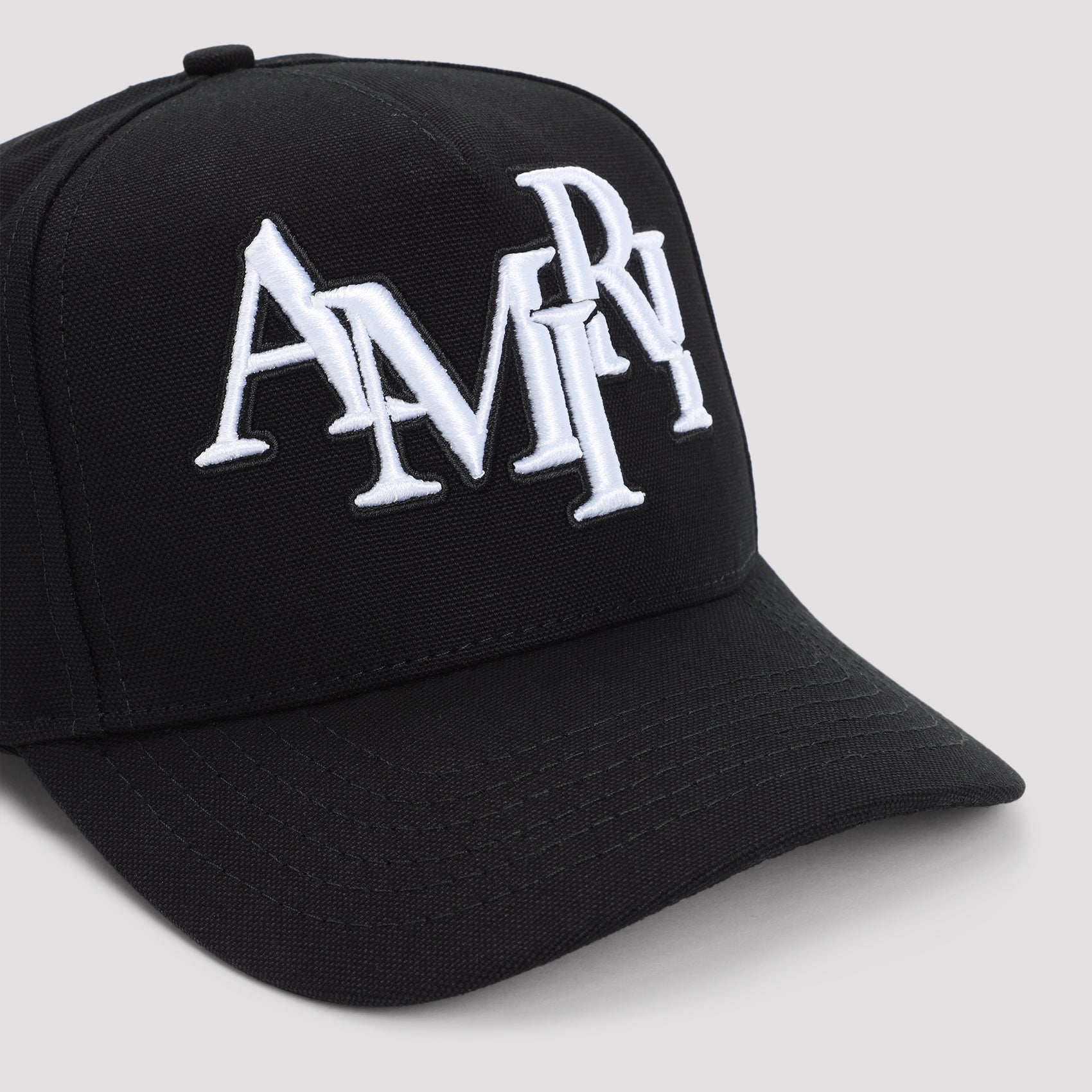 Staggered Canvas Hat Black Cotton