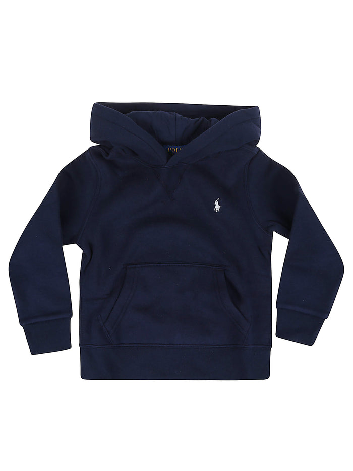 Ls Po Hood-tops-knit Blue Cotton Polyester