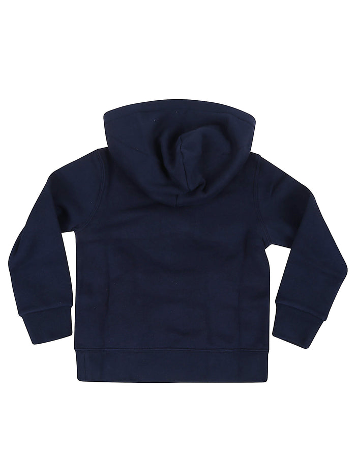 Ls Po Hood-tops-knit Blue Cotton Polyester