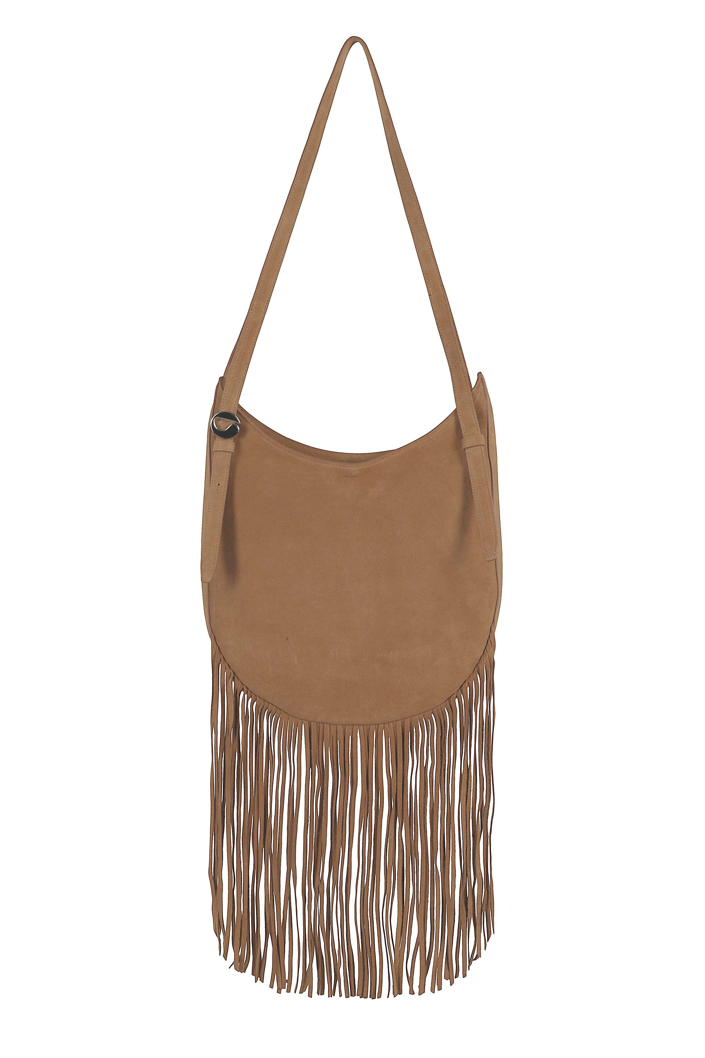 Suede Fringed Hobo Belt Brown Pelle Borsa