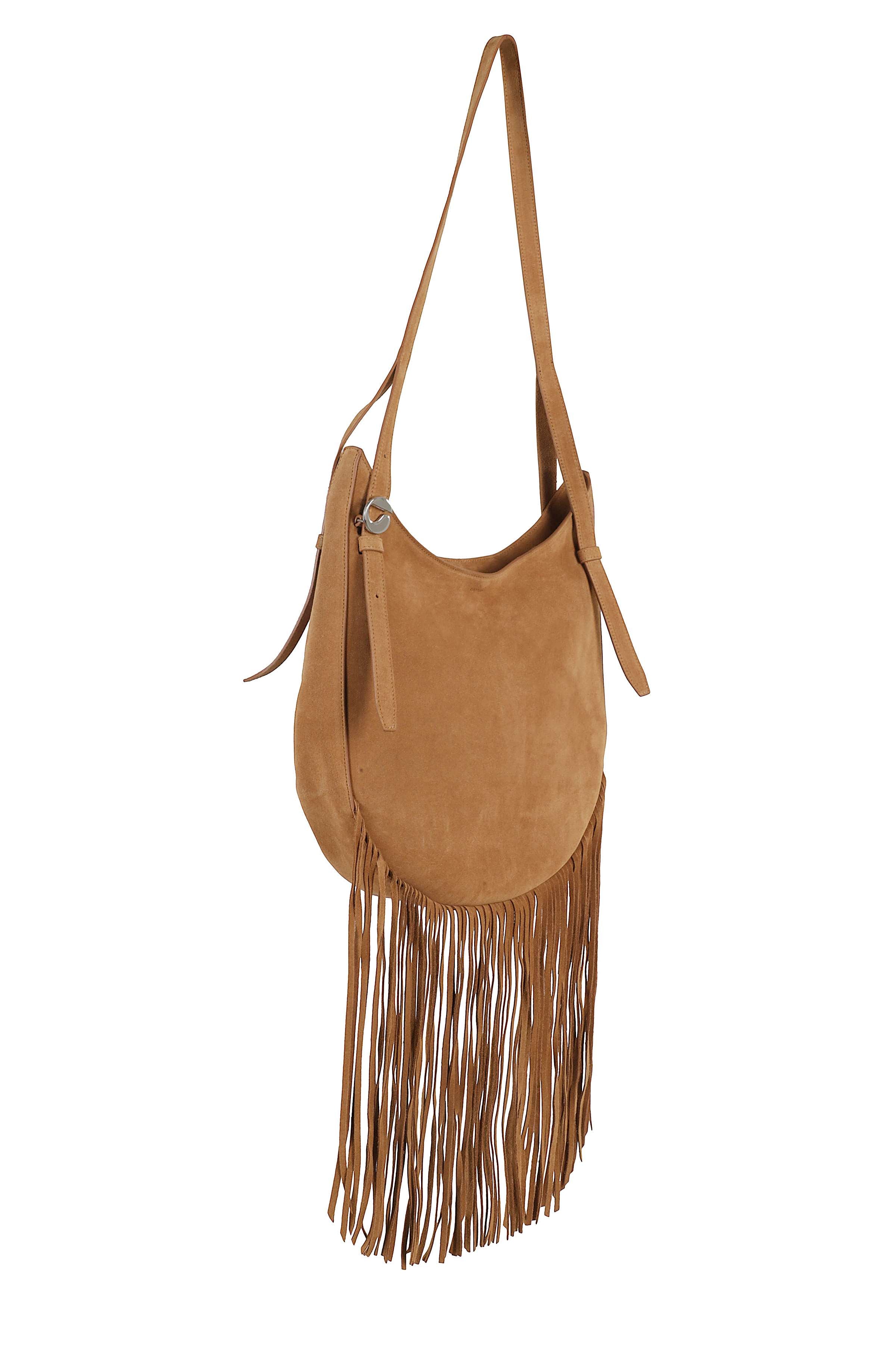 Suede Fringed Hobo Belt Brown Pelle Borsa