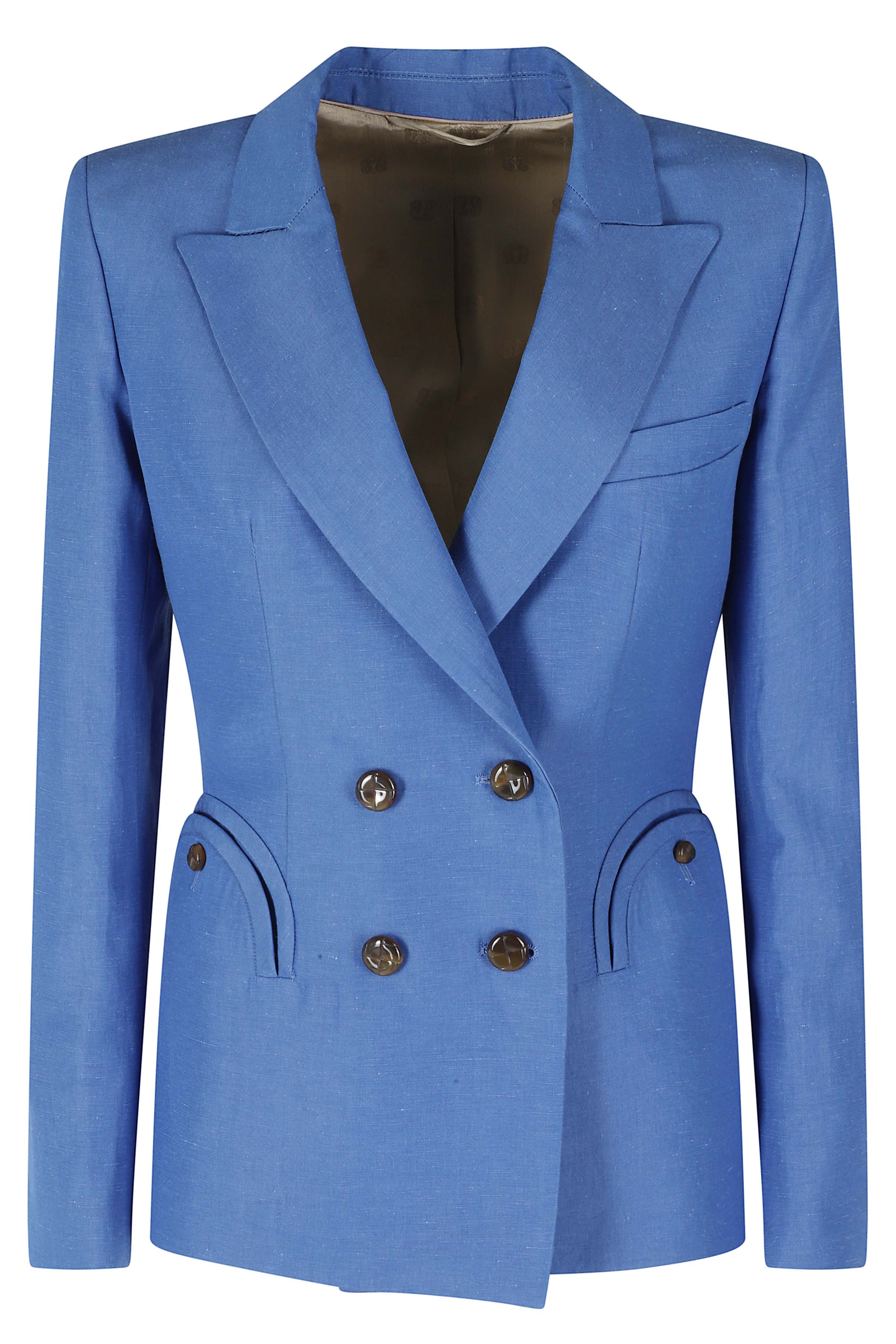 Flica Charmer Blazer Blue Silk Linen Giacca