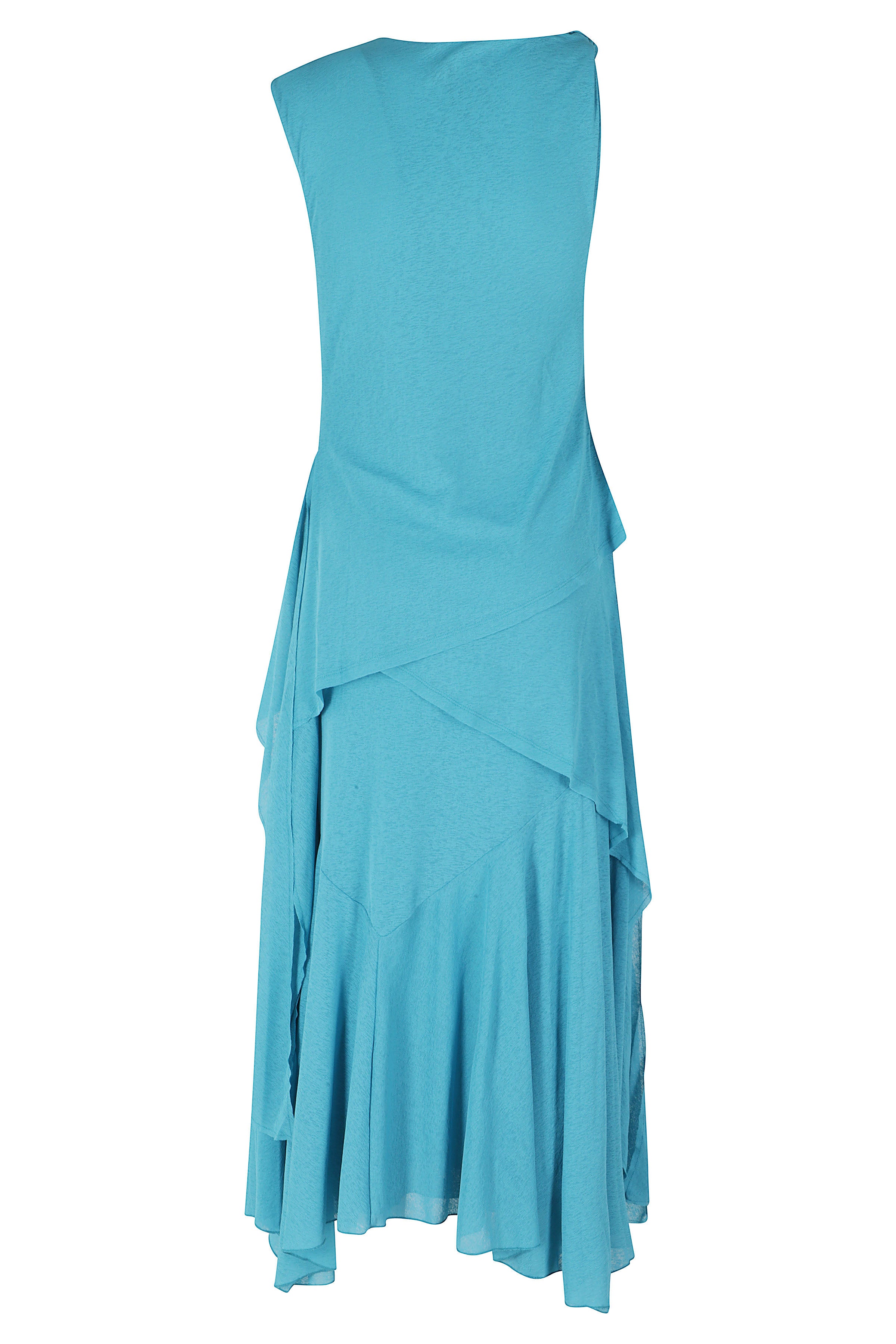 Marl Mesh Draped Knot Detailing Long Dress Blue Recycled Polyester Abito
